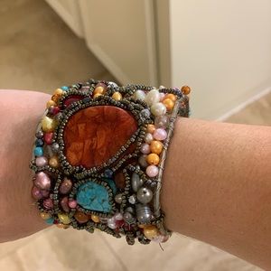 Anthropologie Beaded Boho Cuff